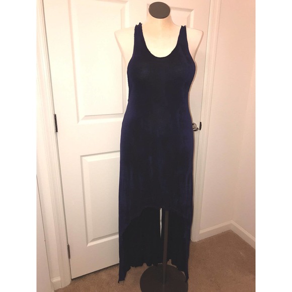 FREE PEOPLE Jersey Dress, Medium, High Low Halter Back Blue summer dress - Picture 9 of 15